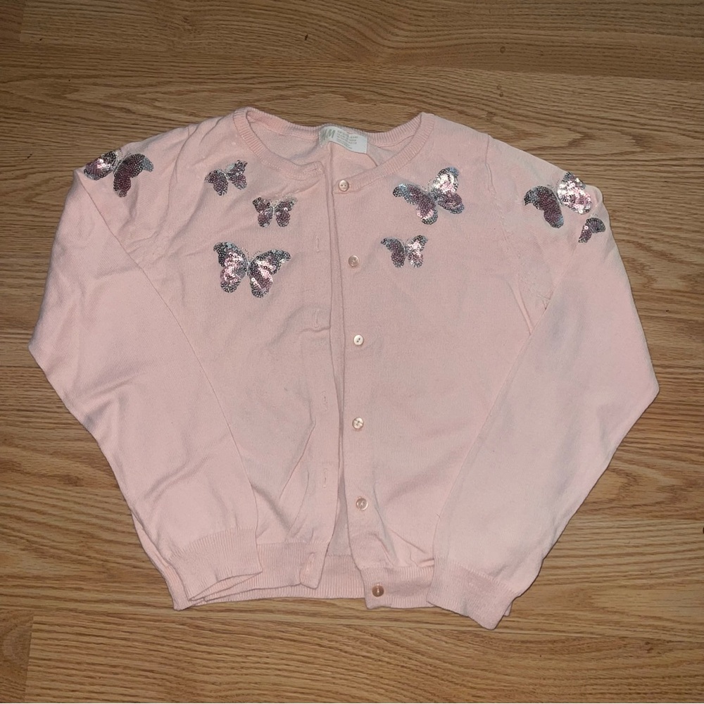 Pink Butterfly Kids Cardigan